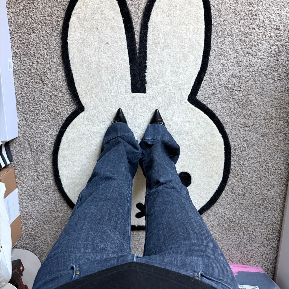 dark wash flare jeans double waisted